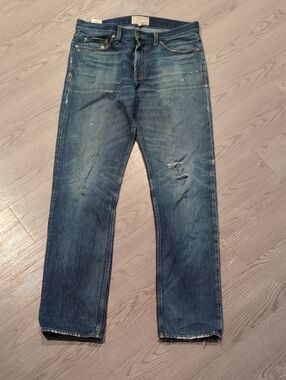 Current/Elliott Men's Distressed Blue Straight Jeans 32x32